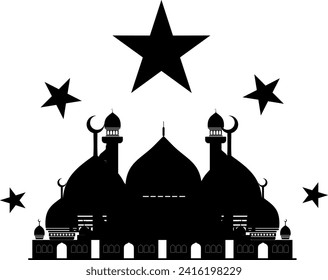 Silhouette mosque illustration vector element