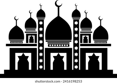 Silhouette mosque illustration vector element