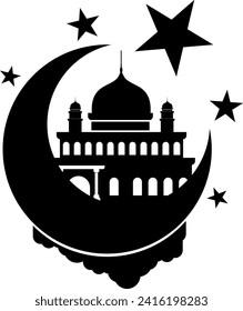 Silhouette mosque illustration vector element