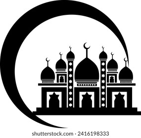 Silhouette mosque illustration vector element
