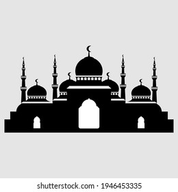 silhouette mosque islamic vector muslim religion