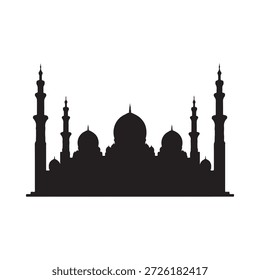 Silueta de una mezquita con minaretes y cúpulas