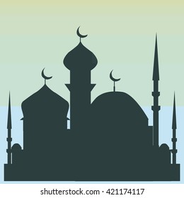 Silhouette Mosque Moon Stock Vector Illustrationmosque Stock Vector ...