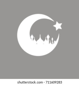 
silhouette of the mosque and the moon vector