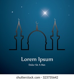 silhouette of the mosque in the night. vector illustration eps10