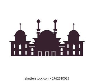 silhouette mosque on white background