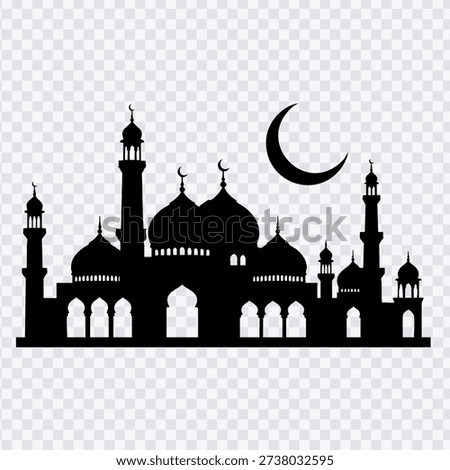 Silhouette Mosque Ramadan Islamic Decoration Element.Vector Illustration