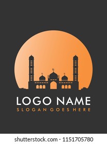 Silhouette mosque template vector