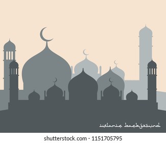 Silhouette mosque template vector