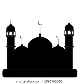 Silhouette einer Moschee mit drei Kuppeln