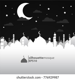 Silhouette mosque vector