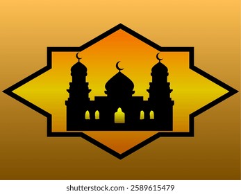 silhouette of a mosque. vector design illustration of mosque. Islamic Mosque Vector with a mix of yellow and orange colors, mosque silhouette vector designed with infinite design android application 