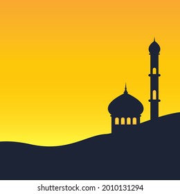 Silhouette Mosque Vector at sunset background Royalty-Free