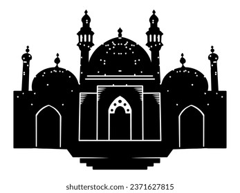 diseño de vector silhouette mosqwe eiduladha