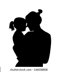 silhouette mother with a baby