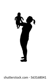 silhouette of mother and baby. Happy Mother's Day. Vector