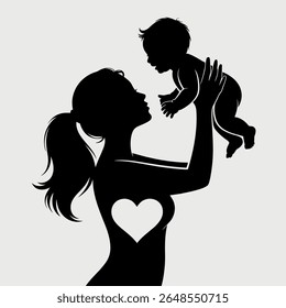 Silhouette of Mother and Baby A Tender Moment of Love and Care