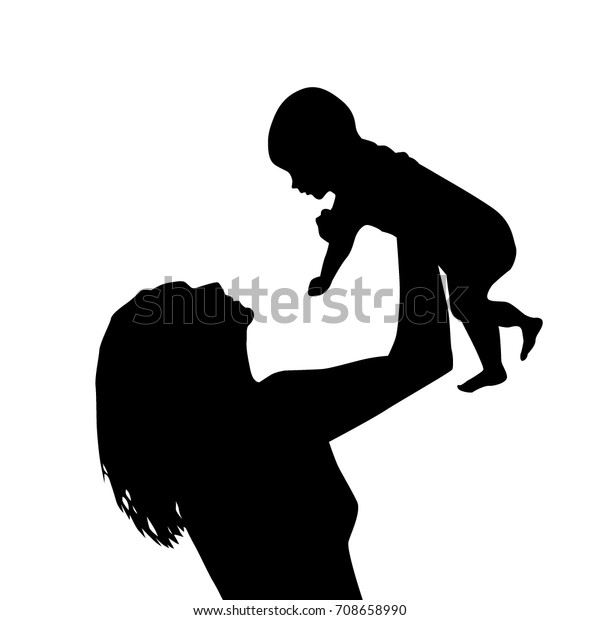 Silhouette Mother Baby Vector Stock Vector (Royalty Free) 708658990 ...