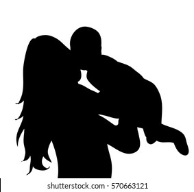 silhouette mother and baby, vector, isolated