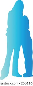 Silhouette of Mother and Child with Colorful Design. Vector Illustration