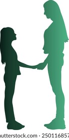 Silhouette of Mother and Child with Colorful Design. Vector Illustration