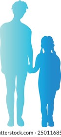 Silhouette of Mother and Child with Colorful Design. Vector Illustration