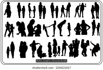 
silhouette of mother and child, set, mom and baby
