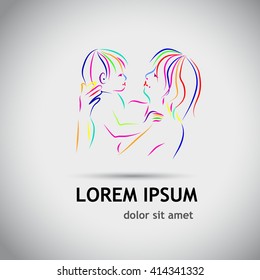 silhouette of mother and child. Vector