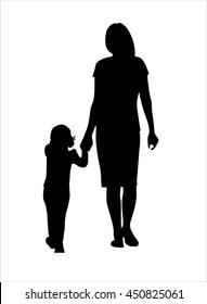 Silhouette Mother Daughter Holding Hands Images Stock Photos Vectors Shutterstock