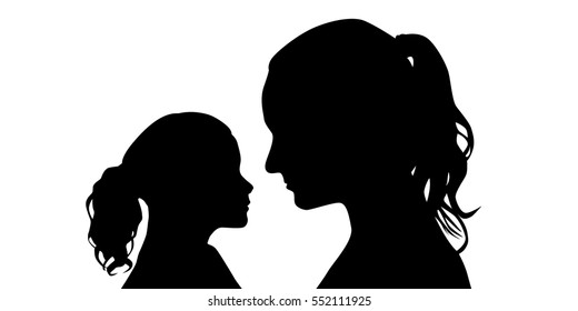 Silhouette mother with a daughter. Vector