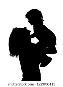 Silhouette Mother Her Daughter Her Arms Stock Vector (Royalty Free ...