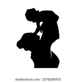 Silhouette of a mother holding her baby daughter