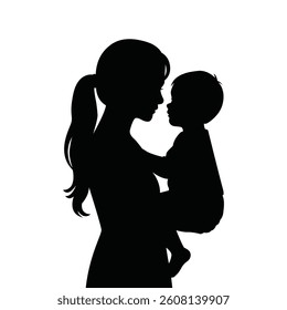 silhouette of a mother holding her baby. vector illustration for mother's day.