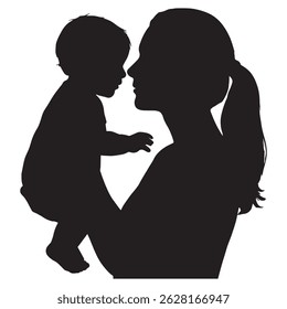 A silhouette of a mother holding her baby. A tender moment captured in a simple design. Symbolizing love, care, and the unbreakable bond of family.