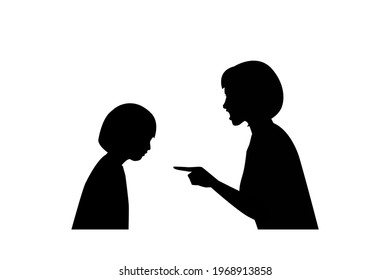 Silhouette mother scolded her child 