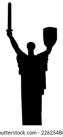 the silhouette of the Motherland mother in Kiev vector