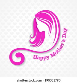 Silhouette of a mothers day card with face , symbol with text 