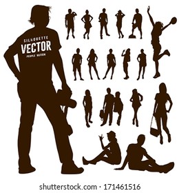 Silhouette Motion people background, vector illustration