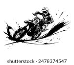 silhouette motocross, dirt bike, extream