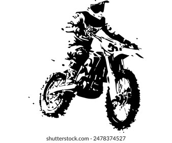 silhouette motocross, dirt bike, extream