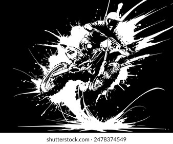 silhouette motocross, dirt bike, extream