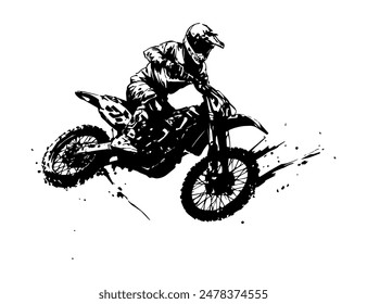 silhouette motocross, dirt bike, extream