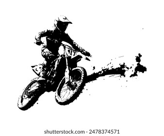 silhouette motocross, dirt bike, extream