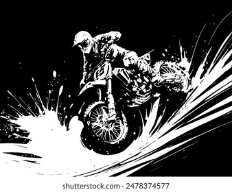 silhouette motocross, dirt bike, extream