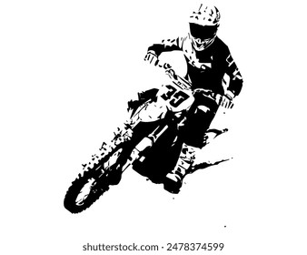 silhouette motocross, dirt bike, extream