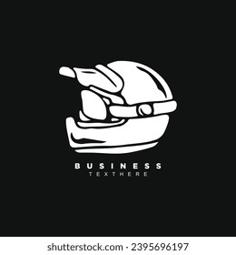 Silhouette motocross helmet trail vector icon isolated on black background