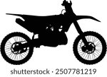 silhouette of a motocross. Motorcycle illustration full length. Dirt bike side view silhouette.