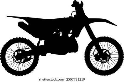 Silhouette eines Motocross. Motorrad Illustration in voller Länge. Schmutz Fahrrad Seitenansicht Silhouette.