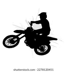 Silhouette of a motocross rider doing tricks in the air. Vector silhouette illustration