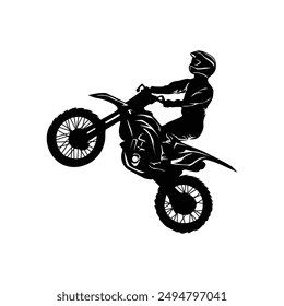 silhouette of a motocross rider. extreme sport sign and symbol.